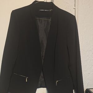 Ivanka Trump Black Blazer with Gold Zip Accents